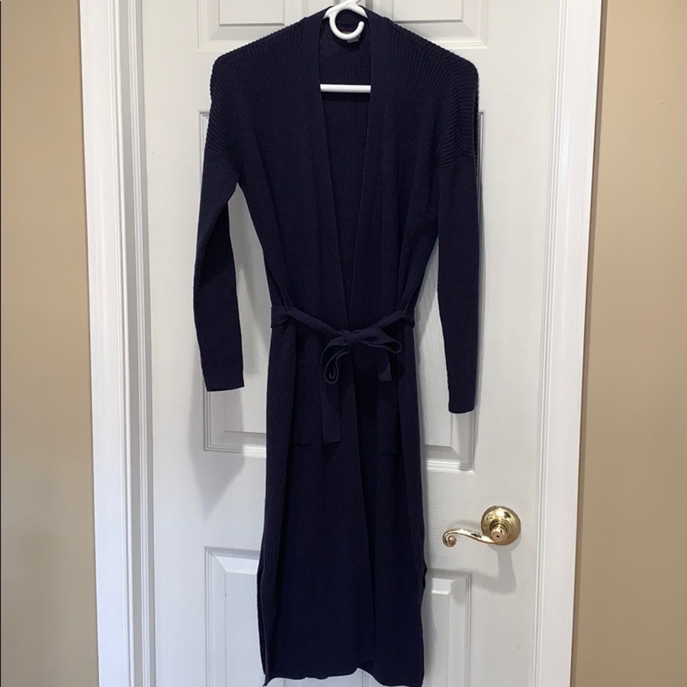 Aerie ribbed sweater robe navy